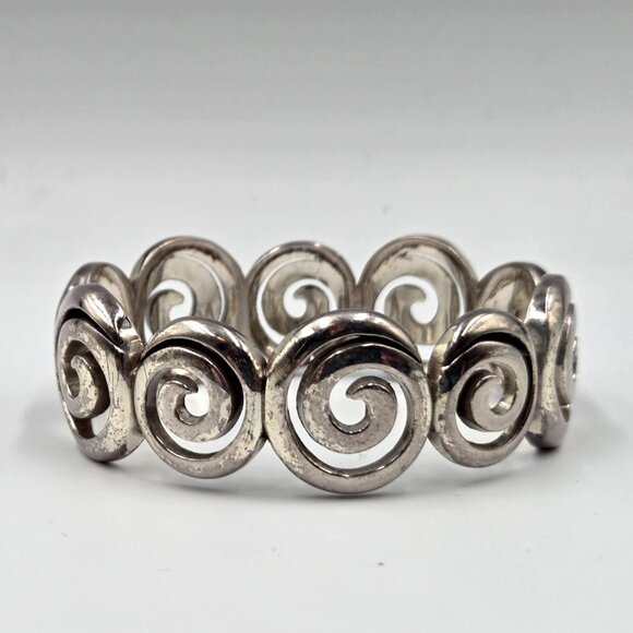 Brighton Vertigo Silver Hinged Swirl Magnetic Close Bangle Bracelet READ - Picture 2 of 7